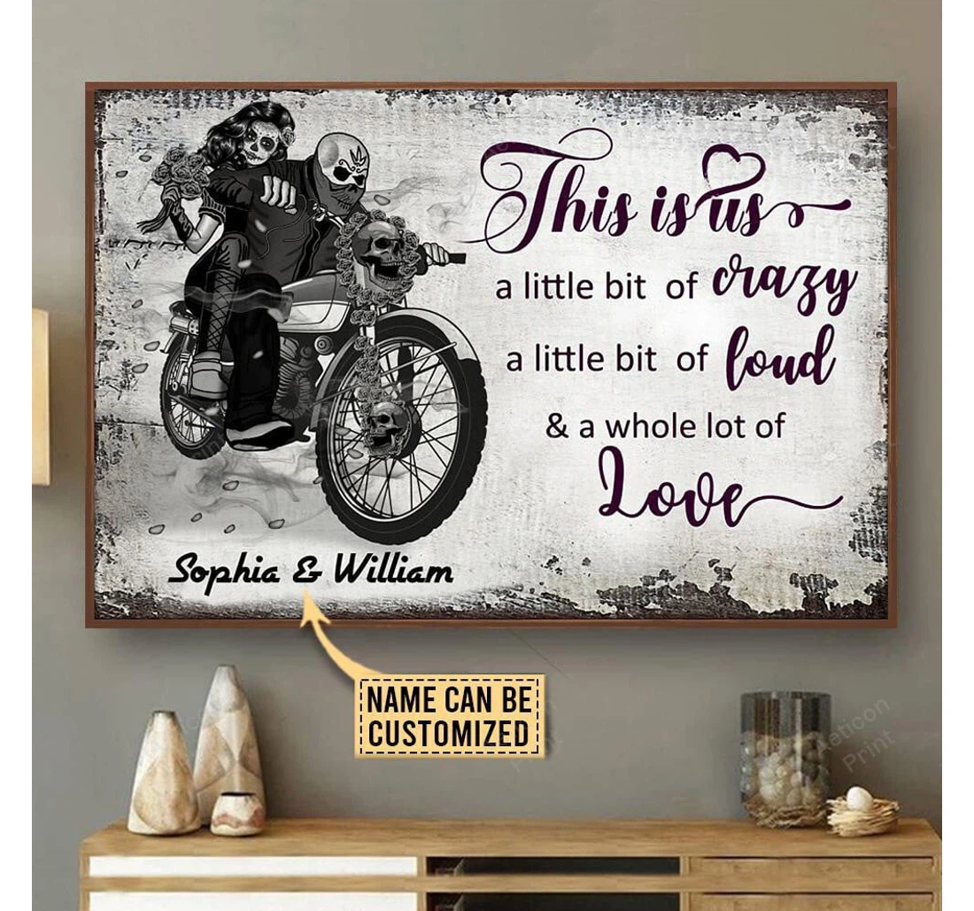Poster, Canvas - Personalized Motorcycling Sketch A Little Bit Print Framed Wall Art