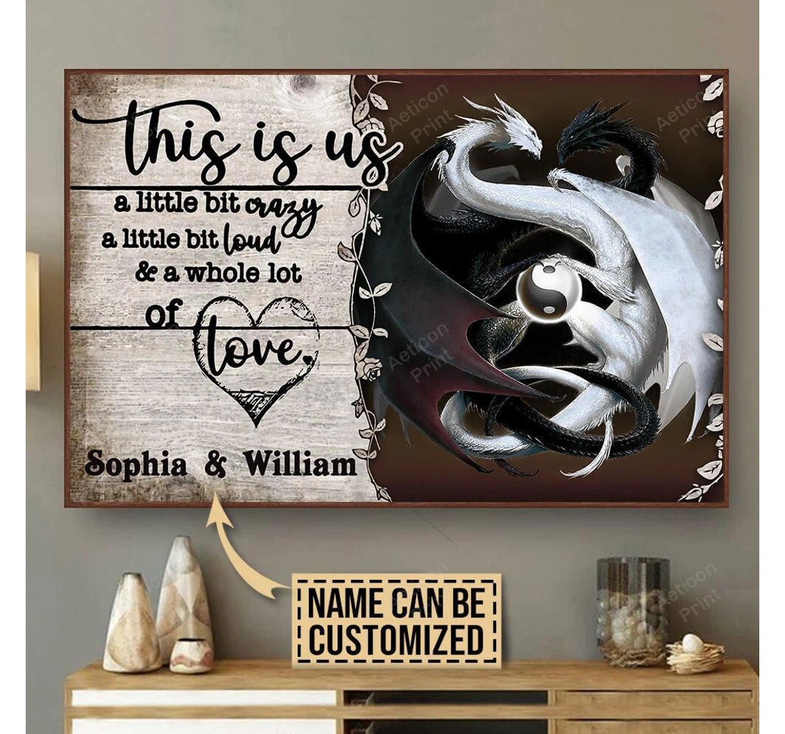 Poster, Canvas - Personalized Dragon Yin Yang A Little Bit Of Print Framed Wall Art