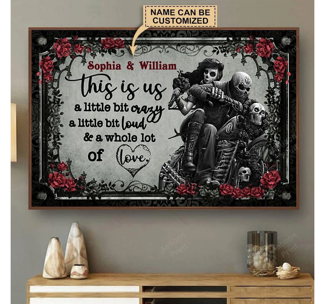 Poster, Canvas - Personalized Motor Skeleton A Little Bit Crazy Print Framed Wall Art