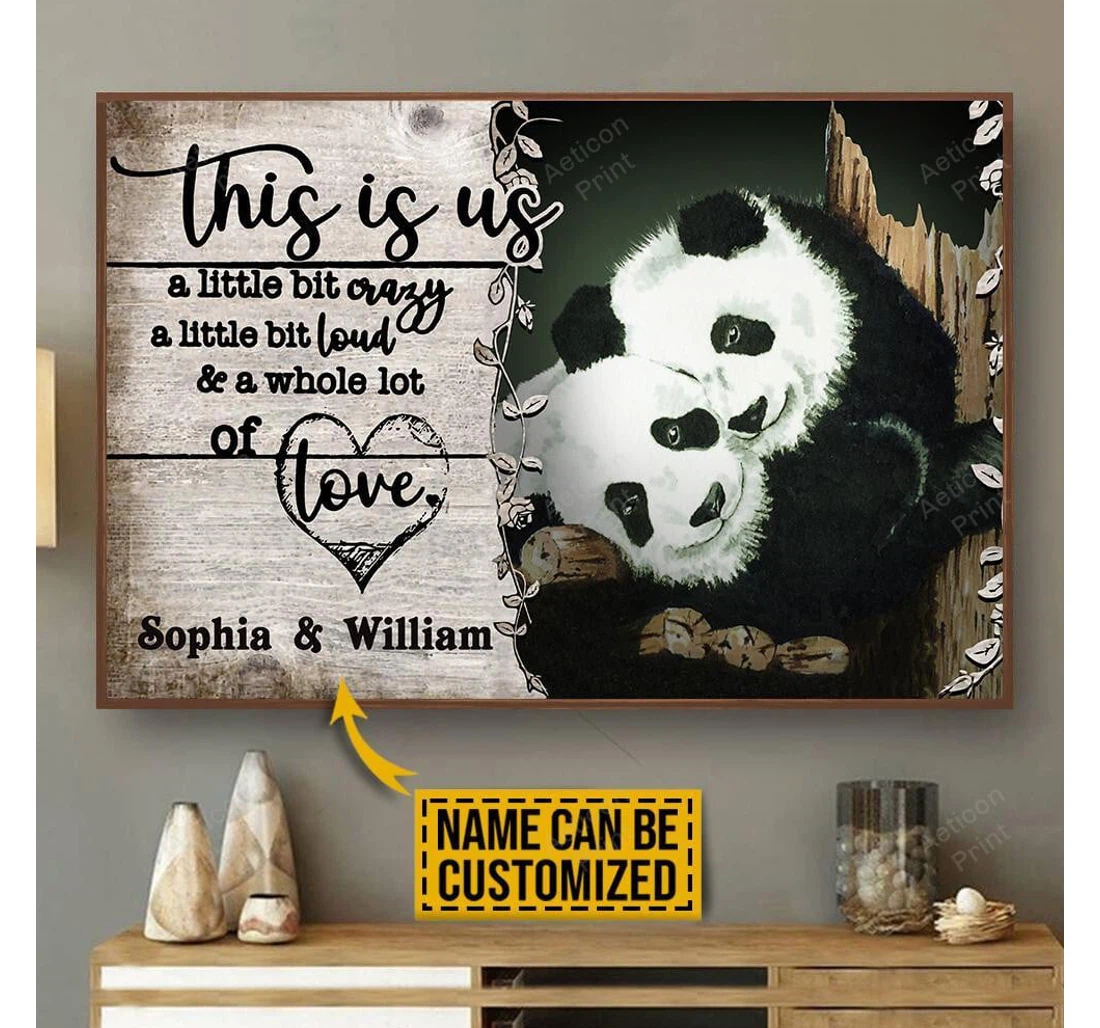 Poster, Canvas - Personalized Panda A Little Bit Print Framed Wall Art