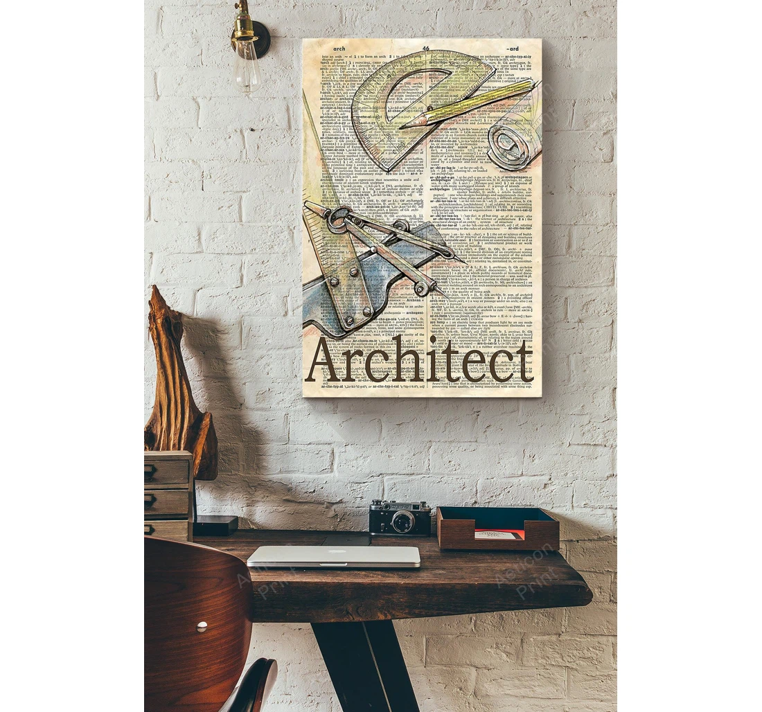 Personalized Poster, Canvas - Architect Dictionary Print Framed Wall Art