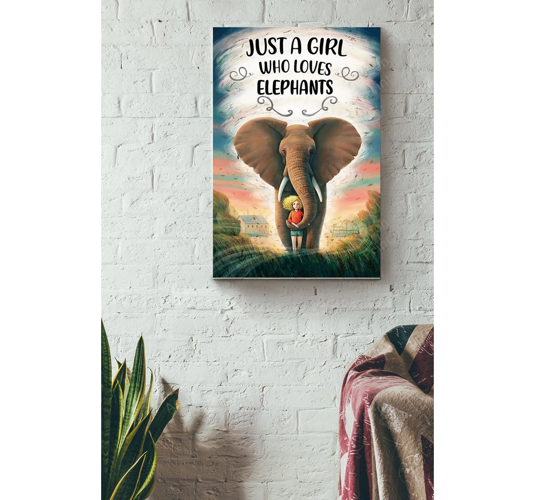 Personalized Poster, Canvas - Elephant Just A Girl Who Loves Elephants Print Framed Wall Art