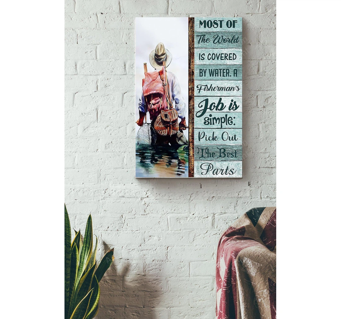 Personalized Poster, Canvas - Fishing Just A Girl Who Loves Dogs And Fishing Print Framed Wall Art