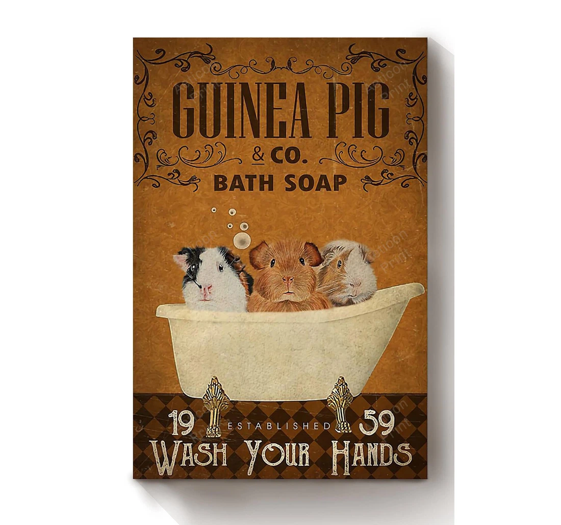 Personalized Poster, Canvas - Wash Your Hands Guinea Pig Lover Print Framed Wall Art