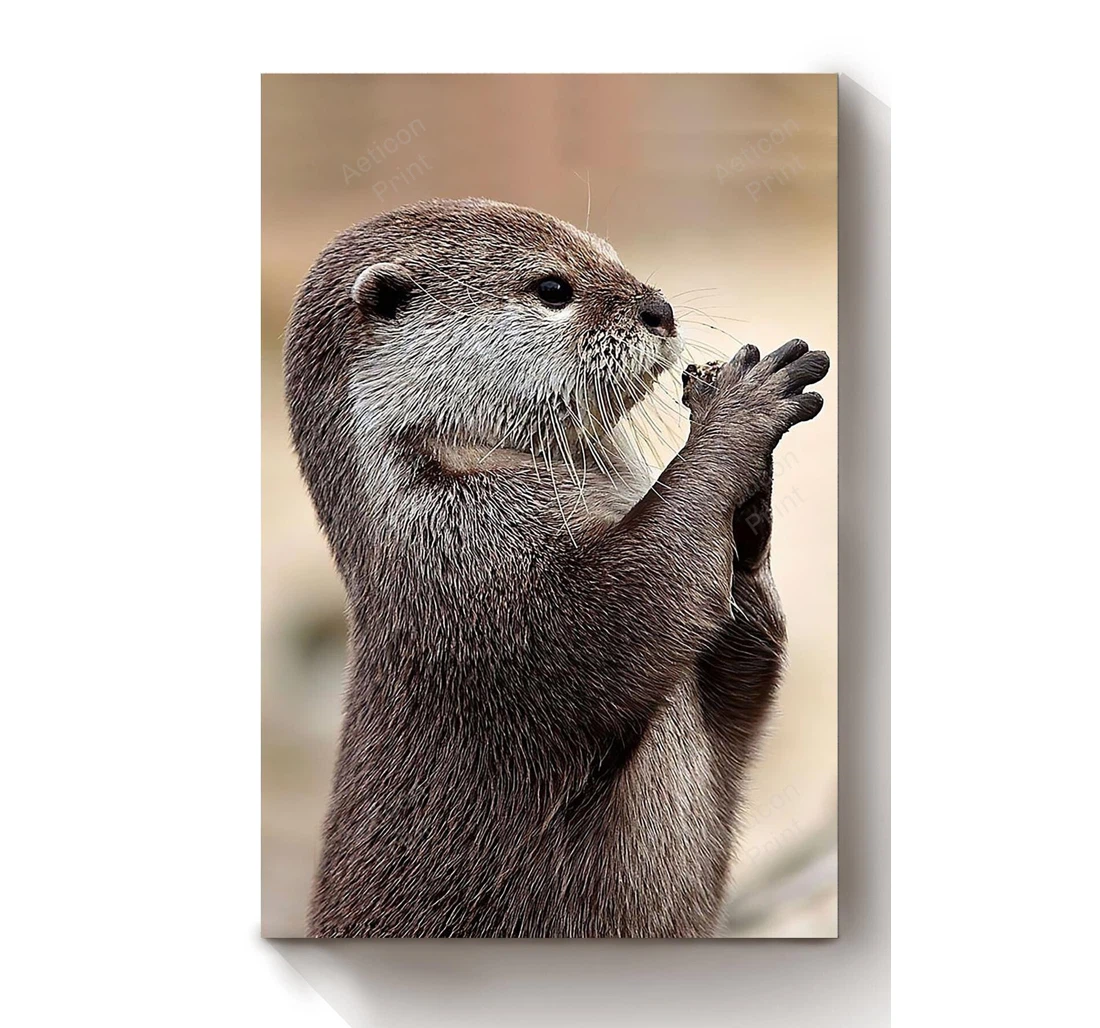 Personalized Poster, Canvas - Cute Otter Portrait Begging Otter Lover Wild Lover Print Framed Wall Art
