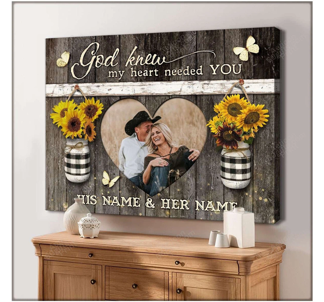 Poster, Canvas - Personalized Couple And Name Valentine's Day Wedding Present God Knew Customized Print Framed Wall Art