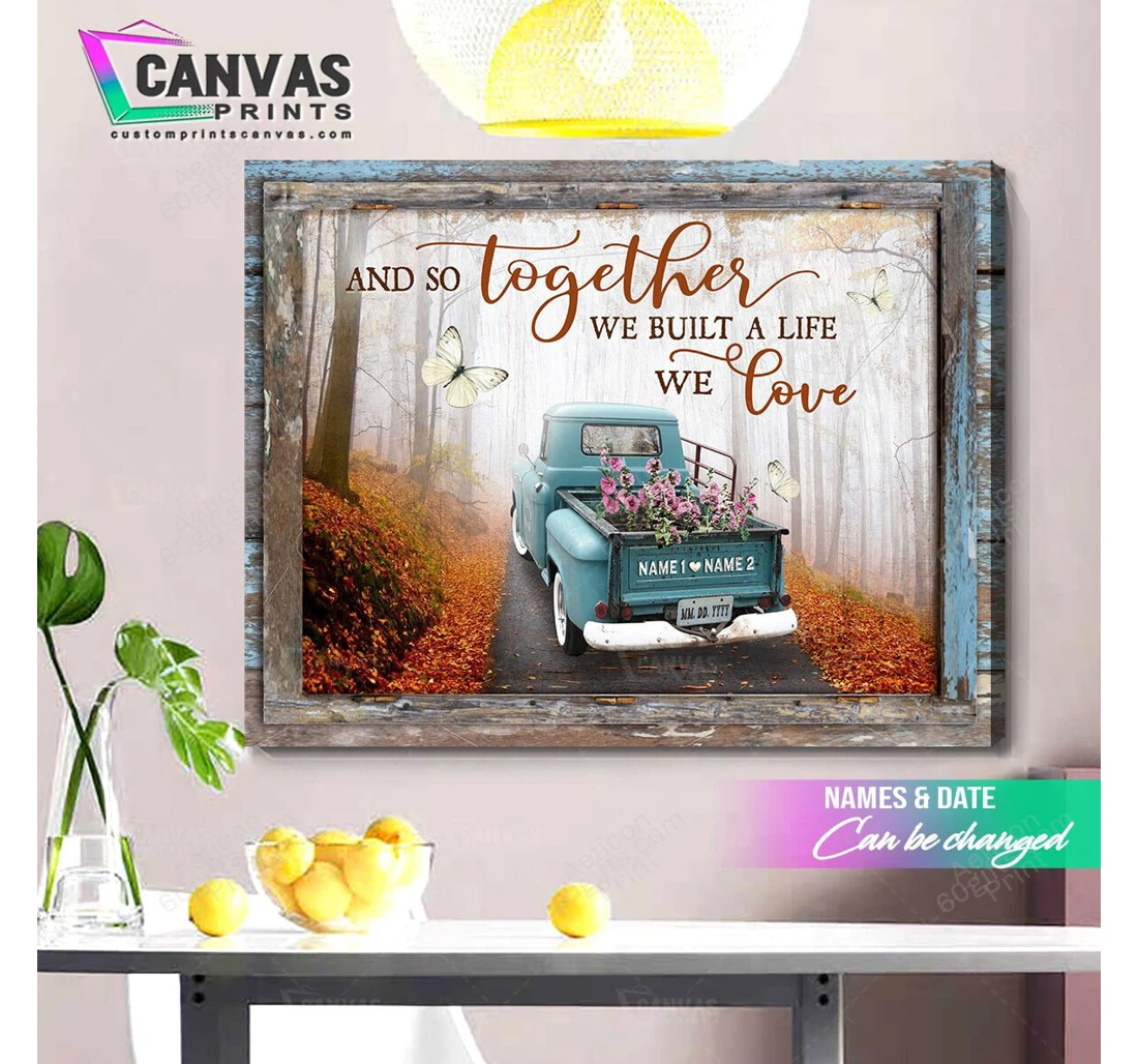Poster, Canvas - Personalized Name Valentine's Day And So Together Wedding Present Customized Truck Print Framed Wall Art