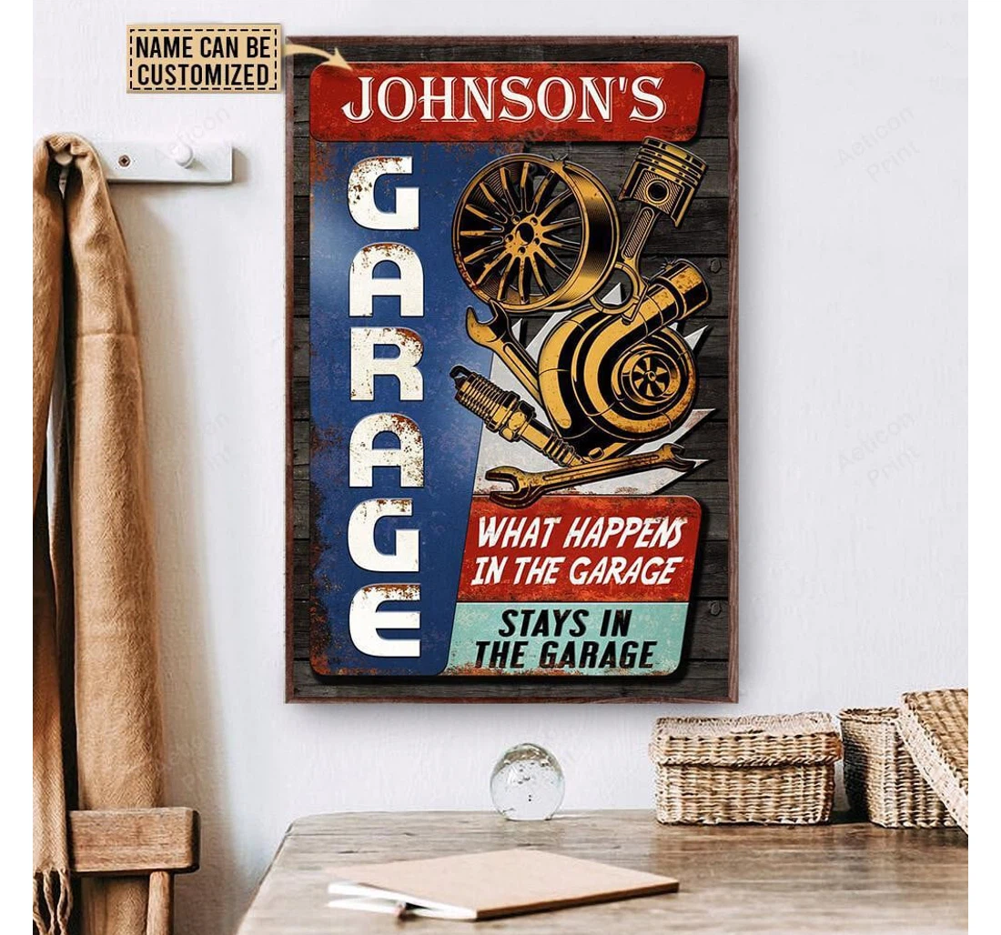 Poster, Canvas - Personalized Auto Mechanic Garage Print Framed Wall Art