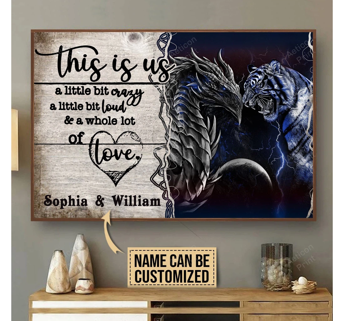 Poster, Canvas - Personalized Dragon Tiger A Little Bit Of Print Framed Wall Art