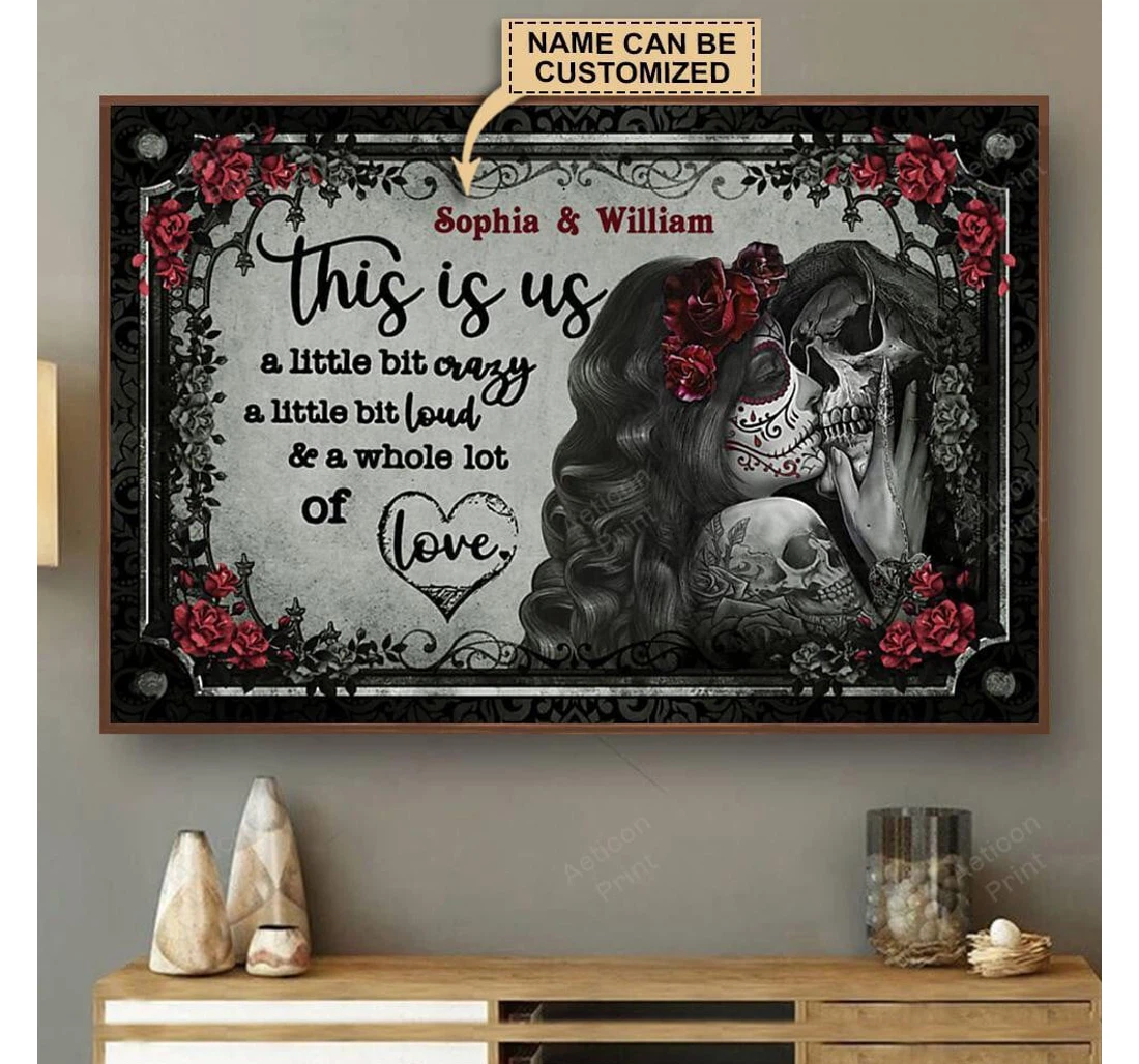 Poster, Canvas - Personalized Skeleton A Little Bit Crazy Print Framed Wall Art