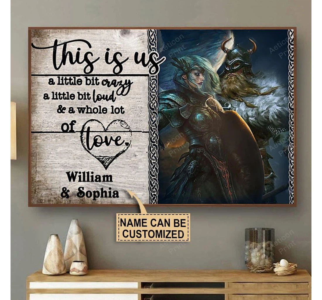 Poster, Canvas - Personalized Viking Couple A Little Bit Print Framed Wall Art