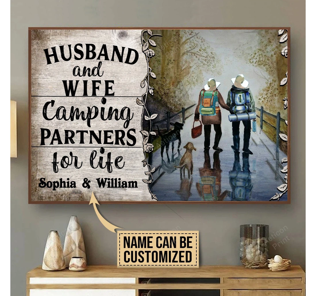Poster, Canvas - Personalized Camping Partners Life Print Framed Wall Art