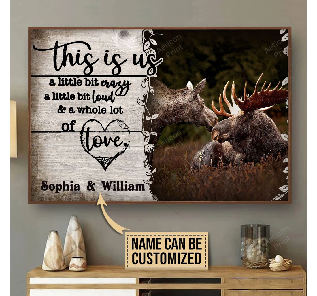 Poster, Canvas - Aeticon Personalized Moose Color A Little Bit Print Framed Wall Art