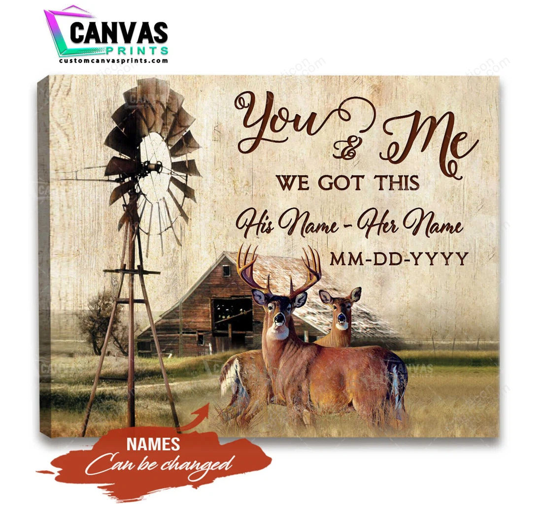 Poster, Canvas - Personalized Name Valentine's Day We Got This Wedding Present Customized Deer Print Framed Wall Art