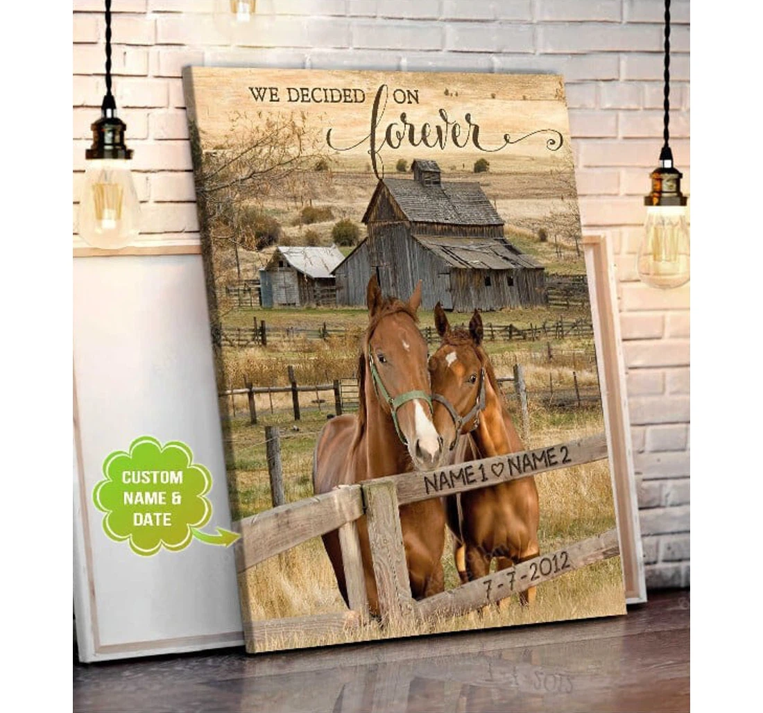 Poster, Canvas - Personalized Name Valentine's Day We Decided On Wedding Present Customized Horse Print Framed Wall Art