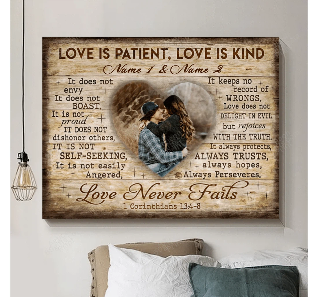 Poster, Canvas - Personalized Couple And Name Valentine's Day Wedding Present Love Is Customized Print Framed Wall Art