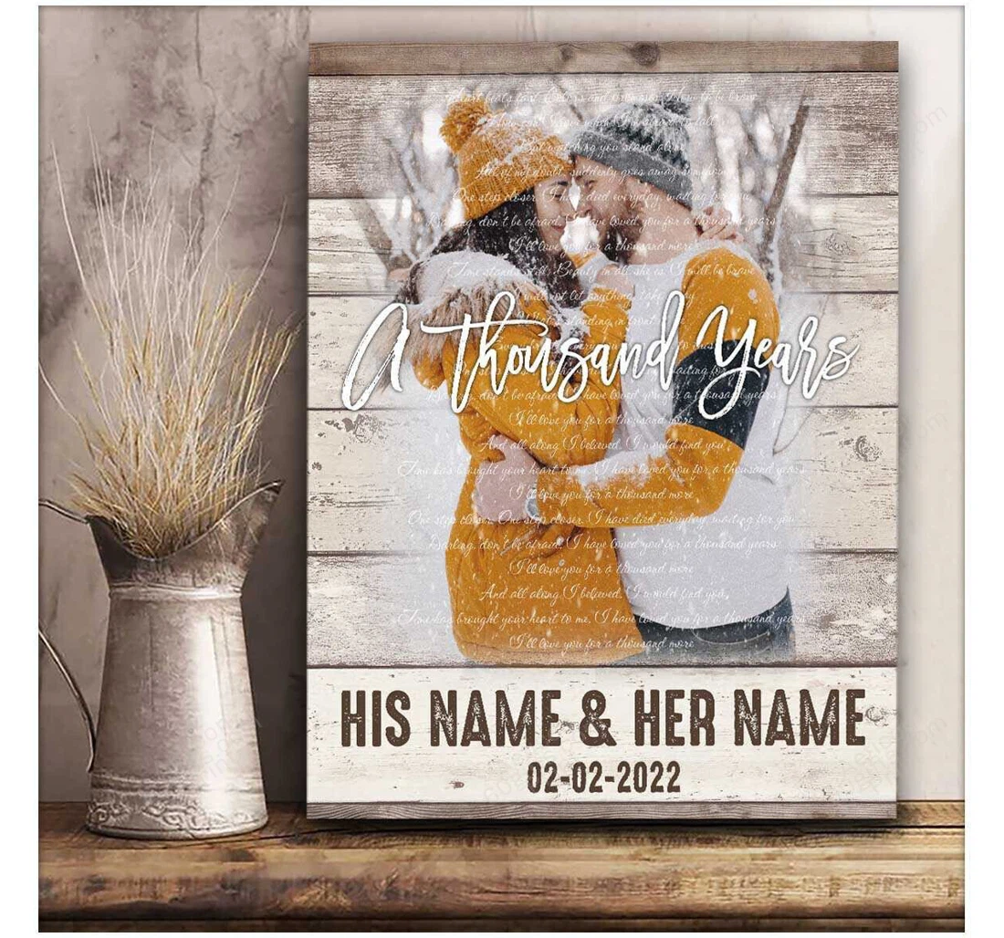 Poster, Canvas - Personalized Couple And Name Valentine's Day Song Wedding Present Customized Print Framed Wall Art