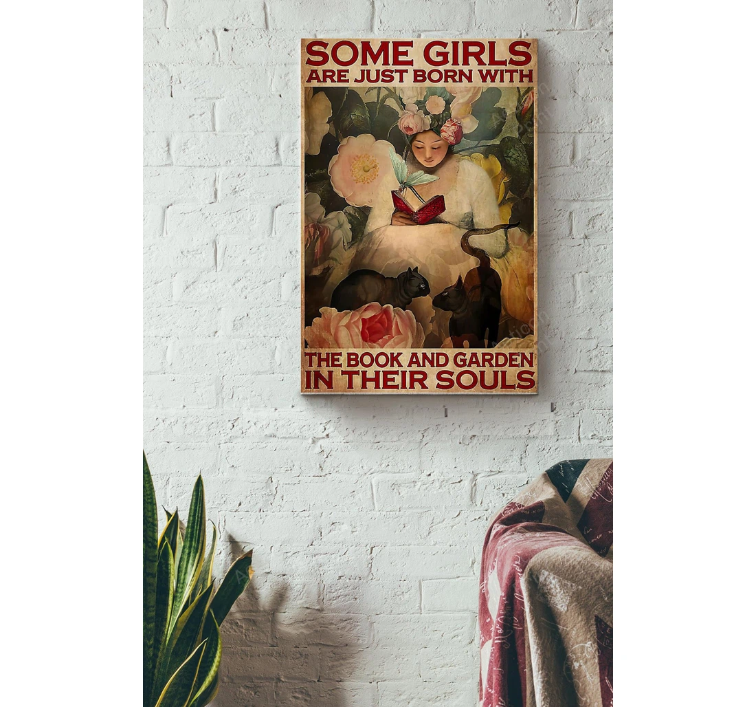 Personalized Poster, Canvas - Gardening Girls Are Born With The Book And Garden Print Framed Wall Art