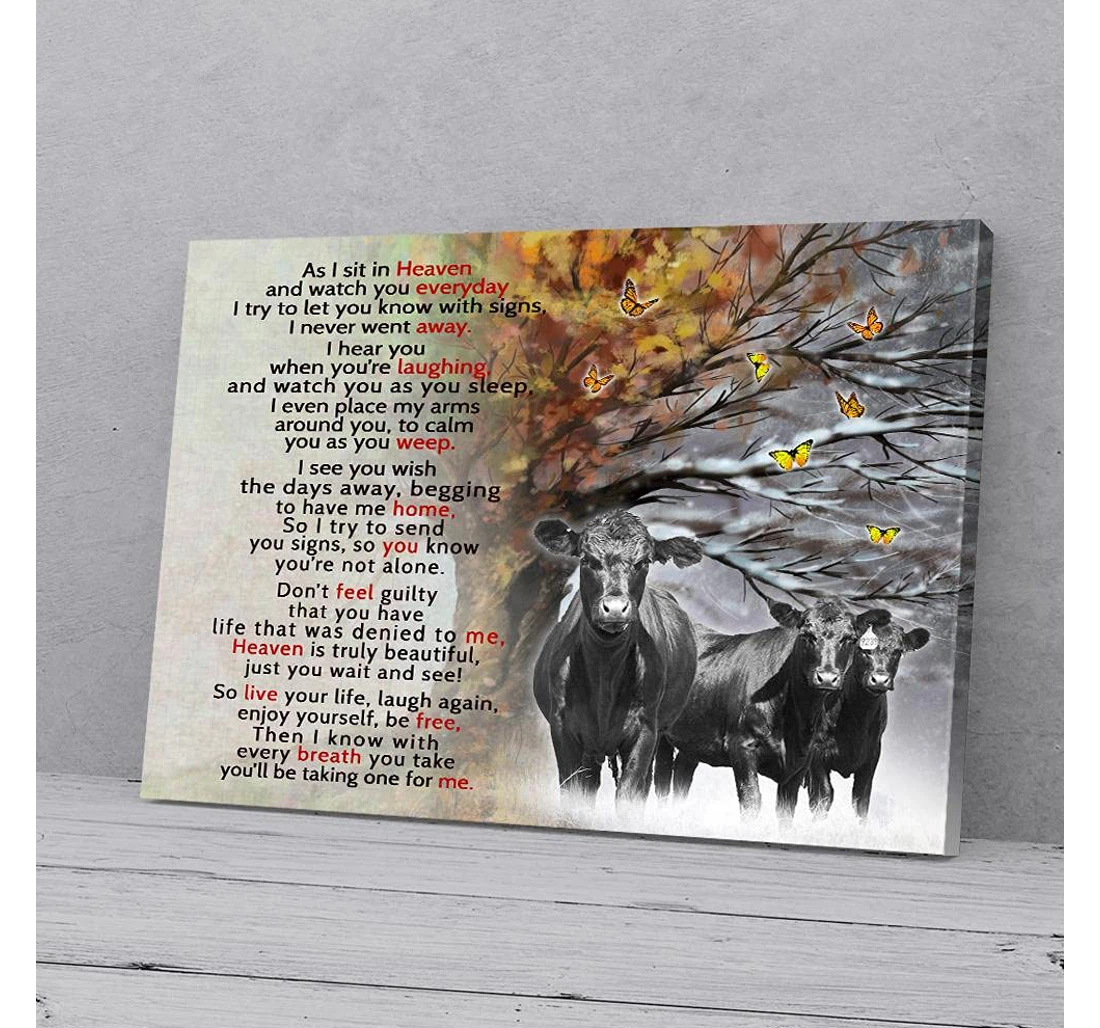 Personalized Poster, Canvas - As I Sit In Heaven Angus Cow Print Framed Wall Art