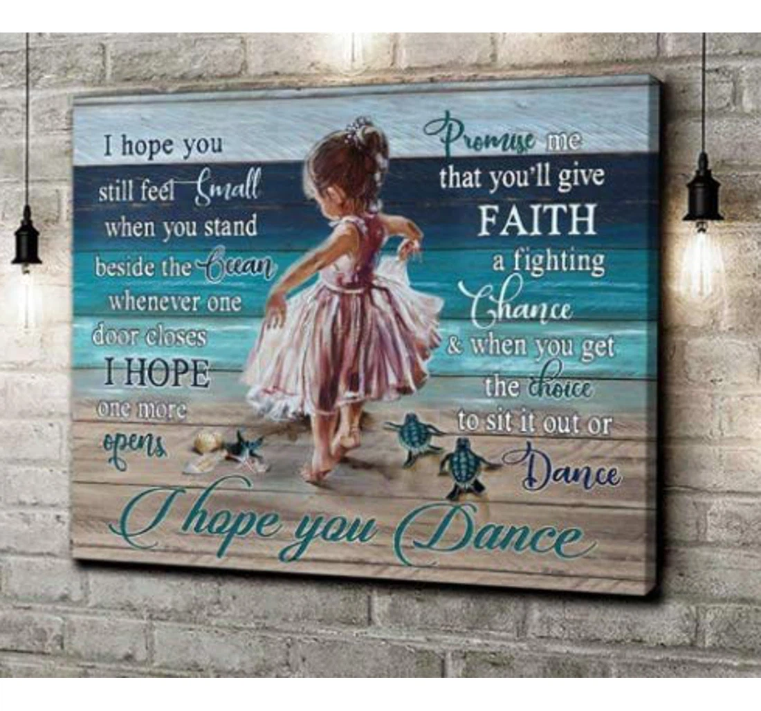 Personalized Poster, Canvas - Beach Little Girl I Hope You Dance I Hope One More Opens Print Framed Wall Art