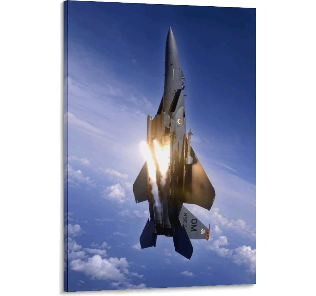 Personalized Poster, Canvas - Military Fighter Mcdonnell Douglas F-15 Eagle And Print Framed Wall Art