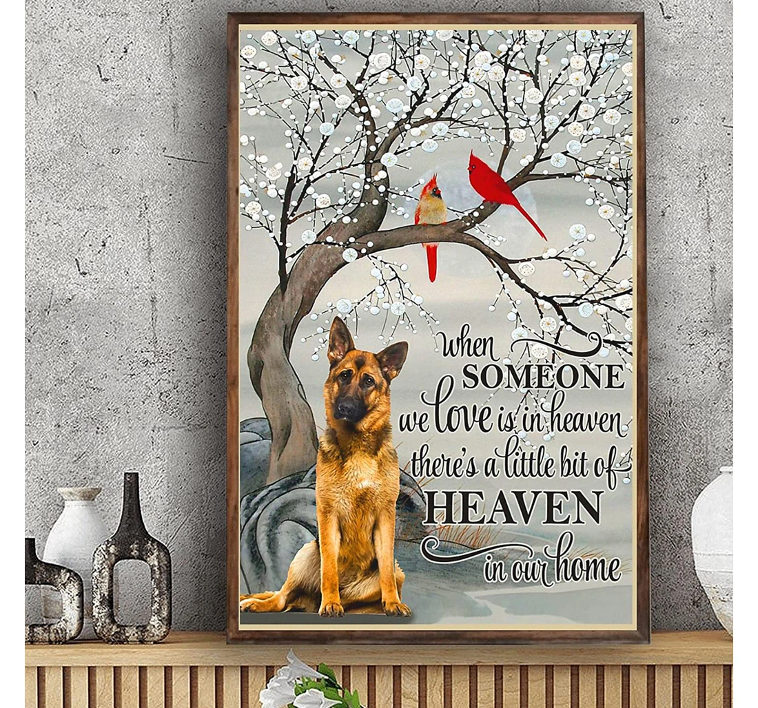Personalized Poster, Canvas - Winter Dog When Someone We Love Is In Heaven There's A Little Bit Of Heaven In Our Dog Lover Remembrance Print Framed Wall Art