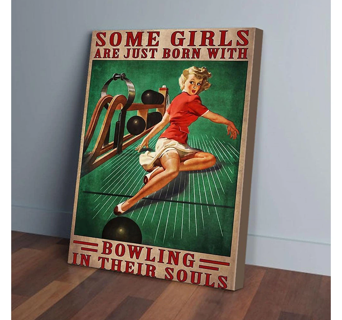 Personalized Poster, Canvas - Some Girls Are Just Born With Bowling Print Framed Wall Art