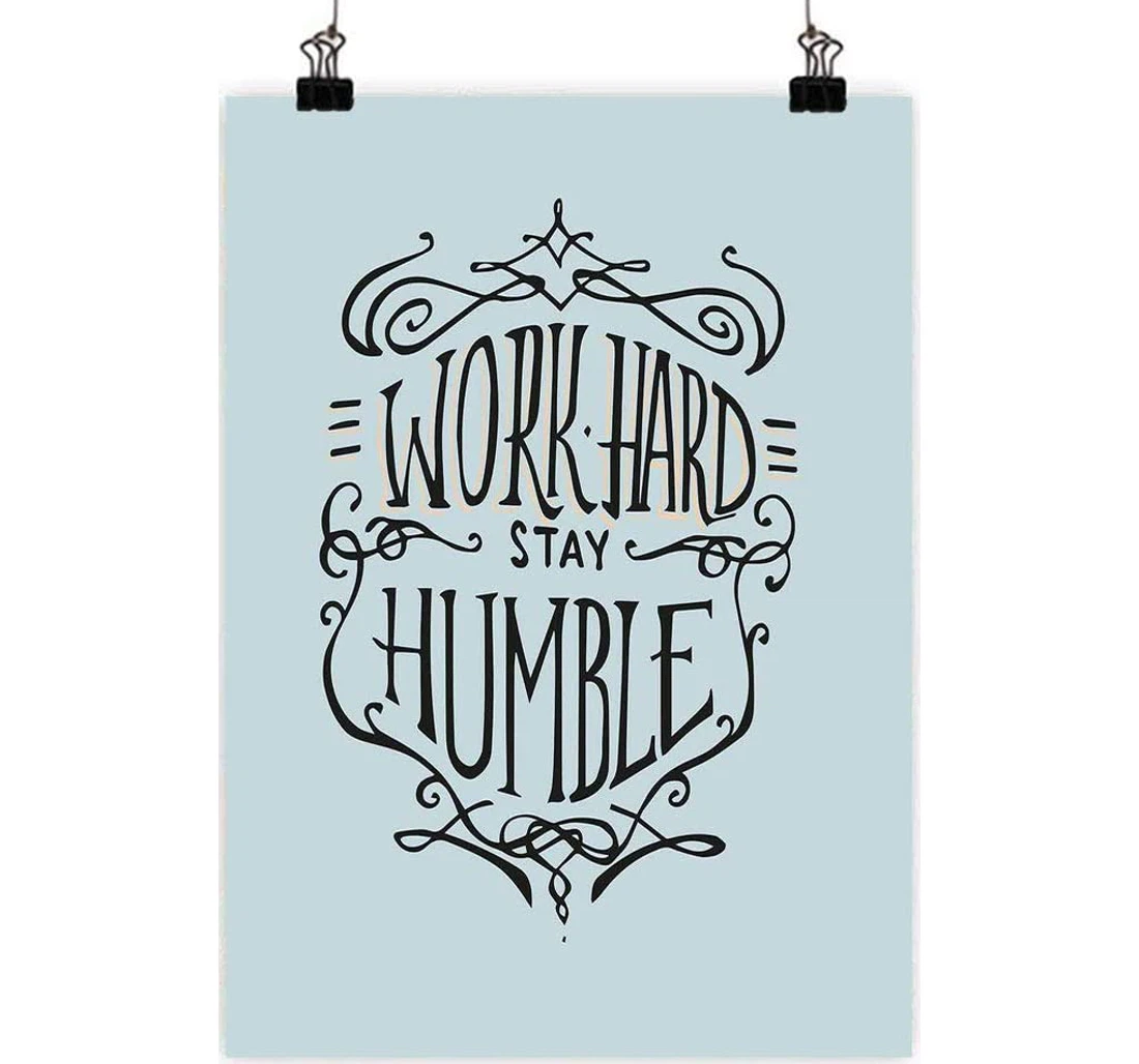 Personalized Poster, Canvas - Country Work Hard Stay Humble Theme Display Blue Grey Charcoal Grey Print Framed Wall Art