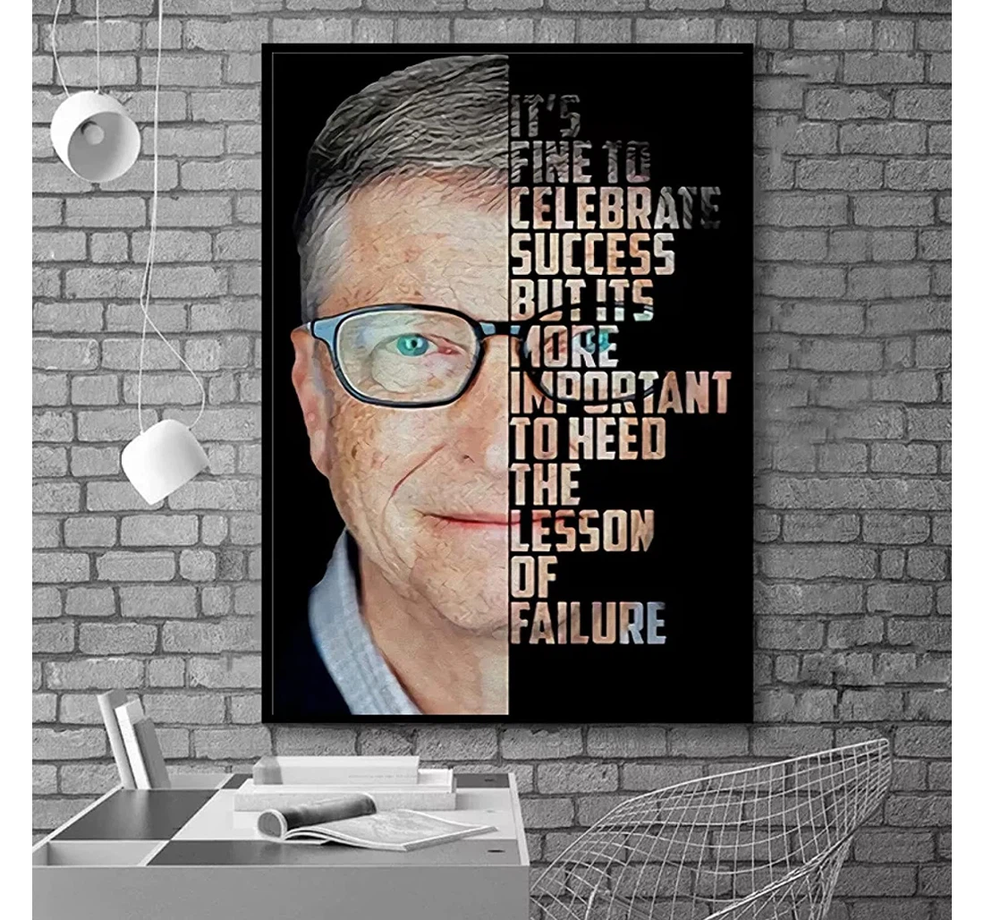 Personalized Poster, Canvas - Mural Bill Gates Figure New Year Print Framed Wall Art