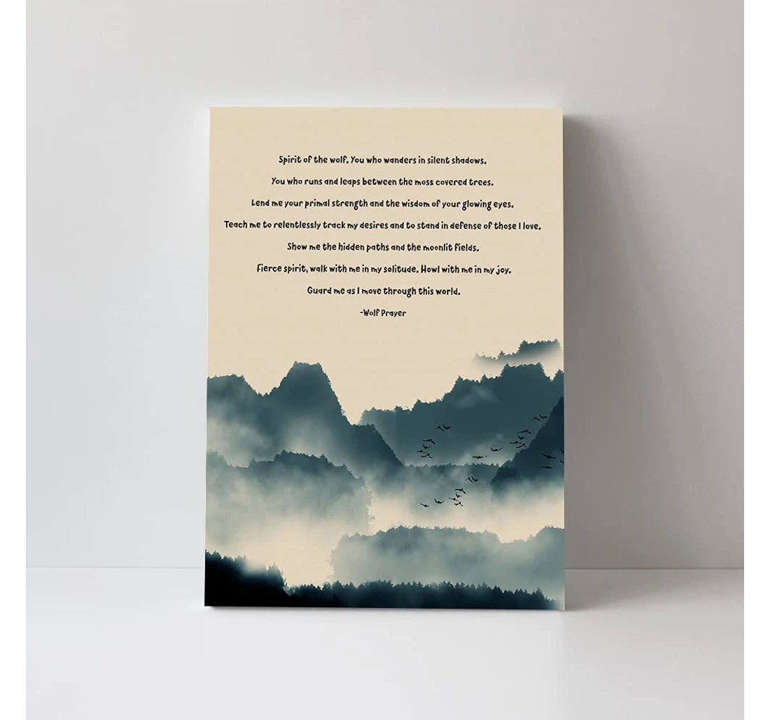 Personalized Poster, Canvas - Native American Indian Spirit Of The Wolf Print Framed Wall Art