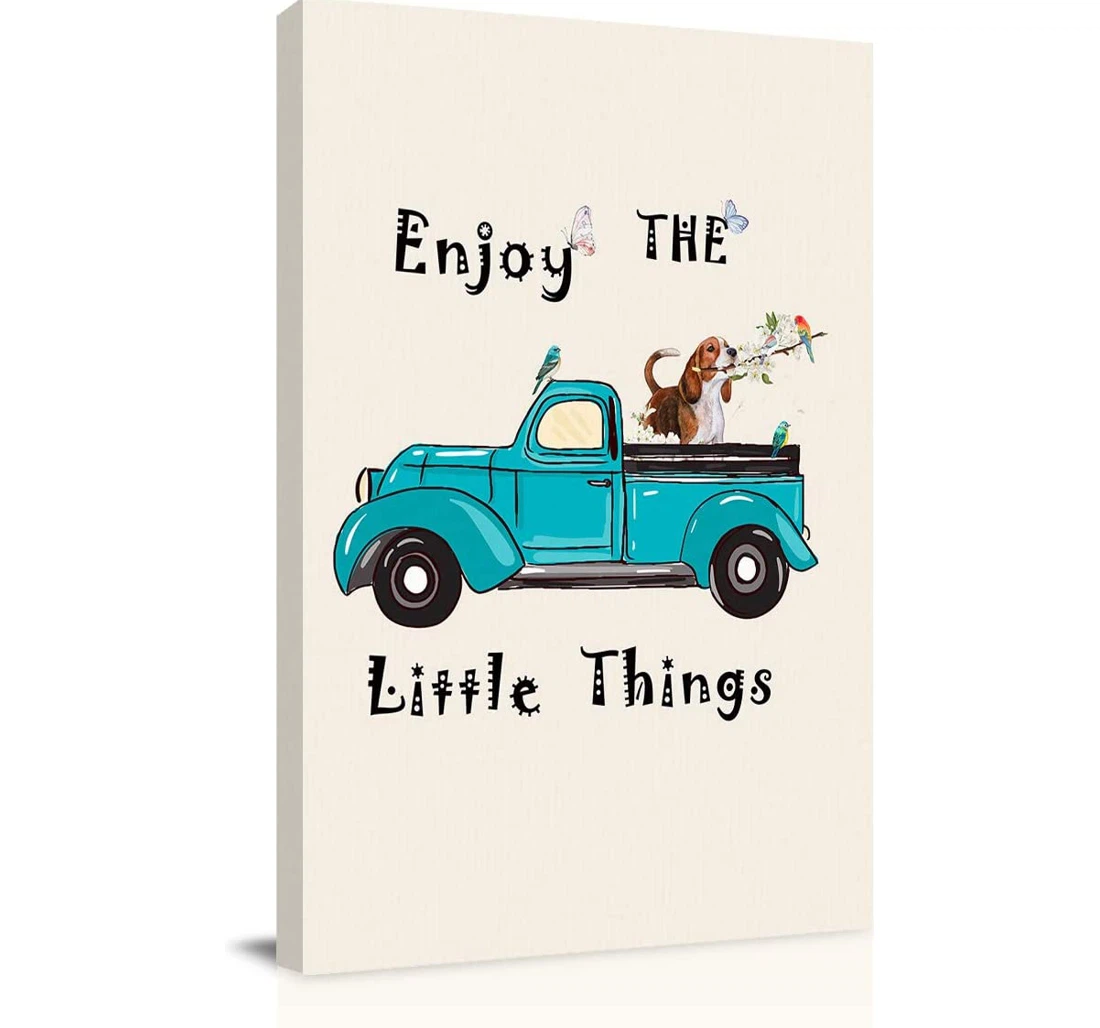 Personalized Poster, Canvas - Ẹnjoy The Little Things Beagle Dog Print Framed Wall Art