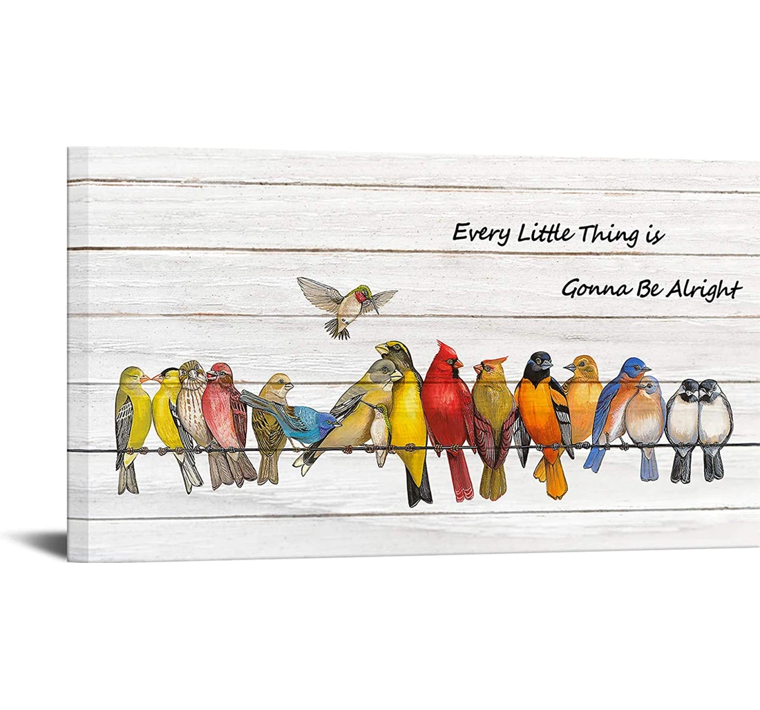 Personalized Poster, Canvas - Biuteawal Bird Quotes Every Little Thing Gonna Be Alright Motivation Gallery Wrap Print Framed Wall Art