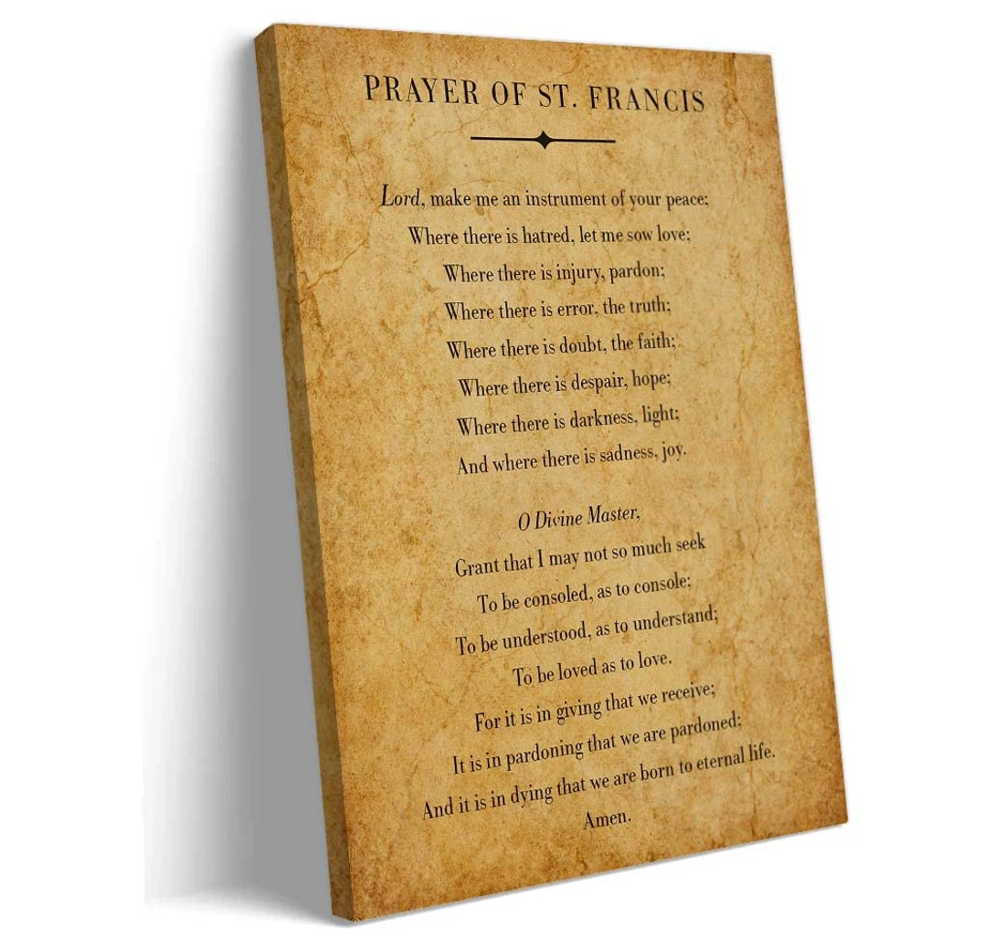 Personalized Poster, Canvas - Prayer Of St Francis Verse Bible Vintage Scripture Fireplace Print Framed Wall Art