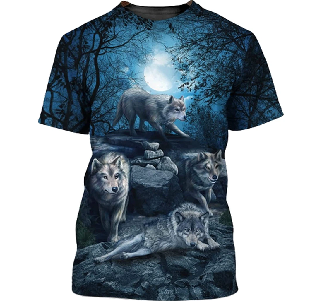 Wolf Moon Family - 3D Printed T-shirt