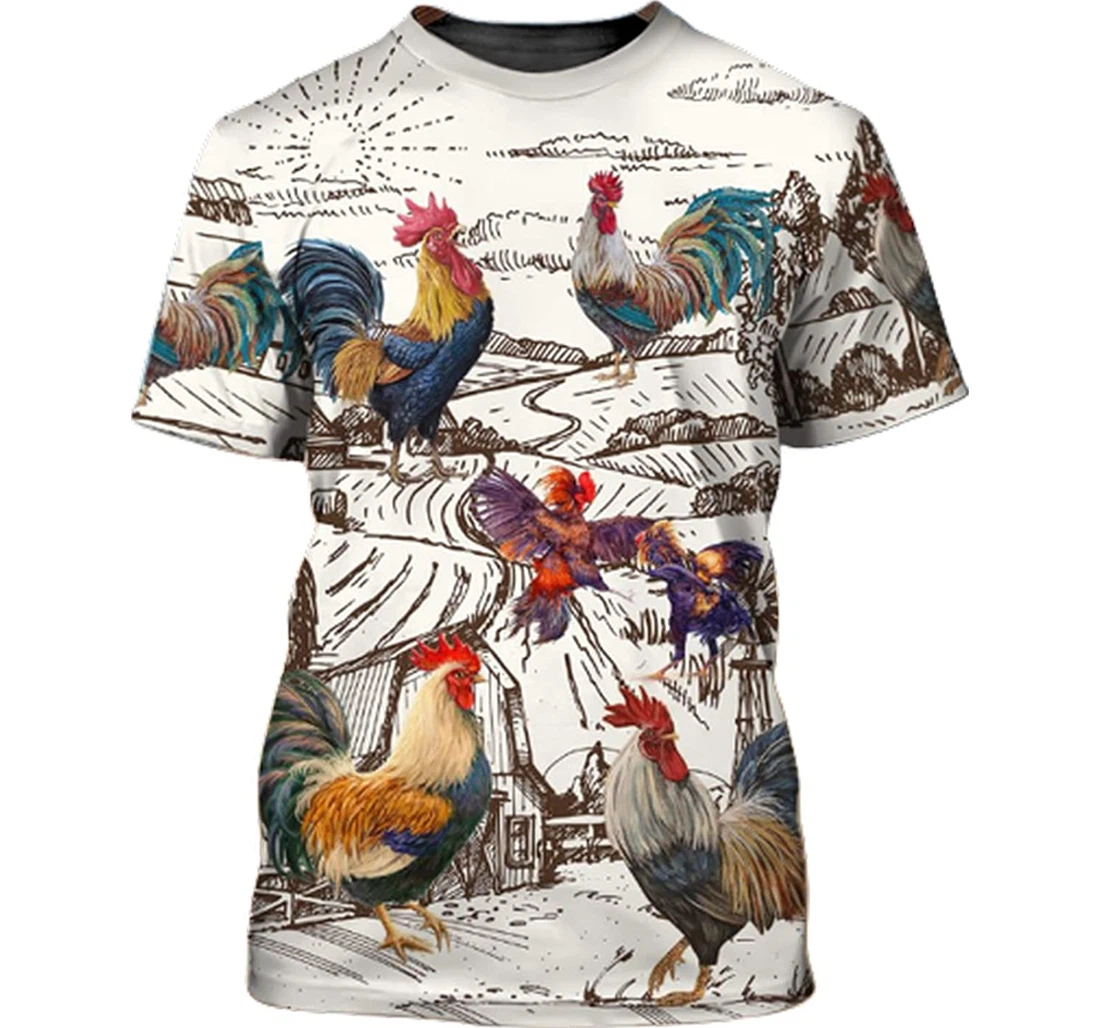 Rooster Farm Family - 3D Printed T-shirt