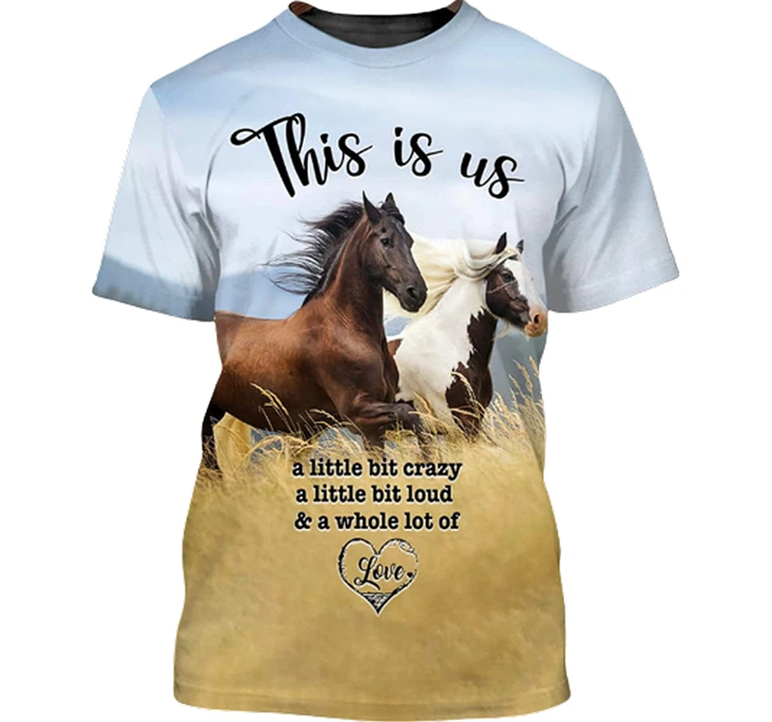 Love Horses Family - 3D Printed T-shirt