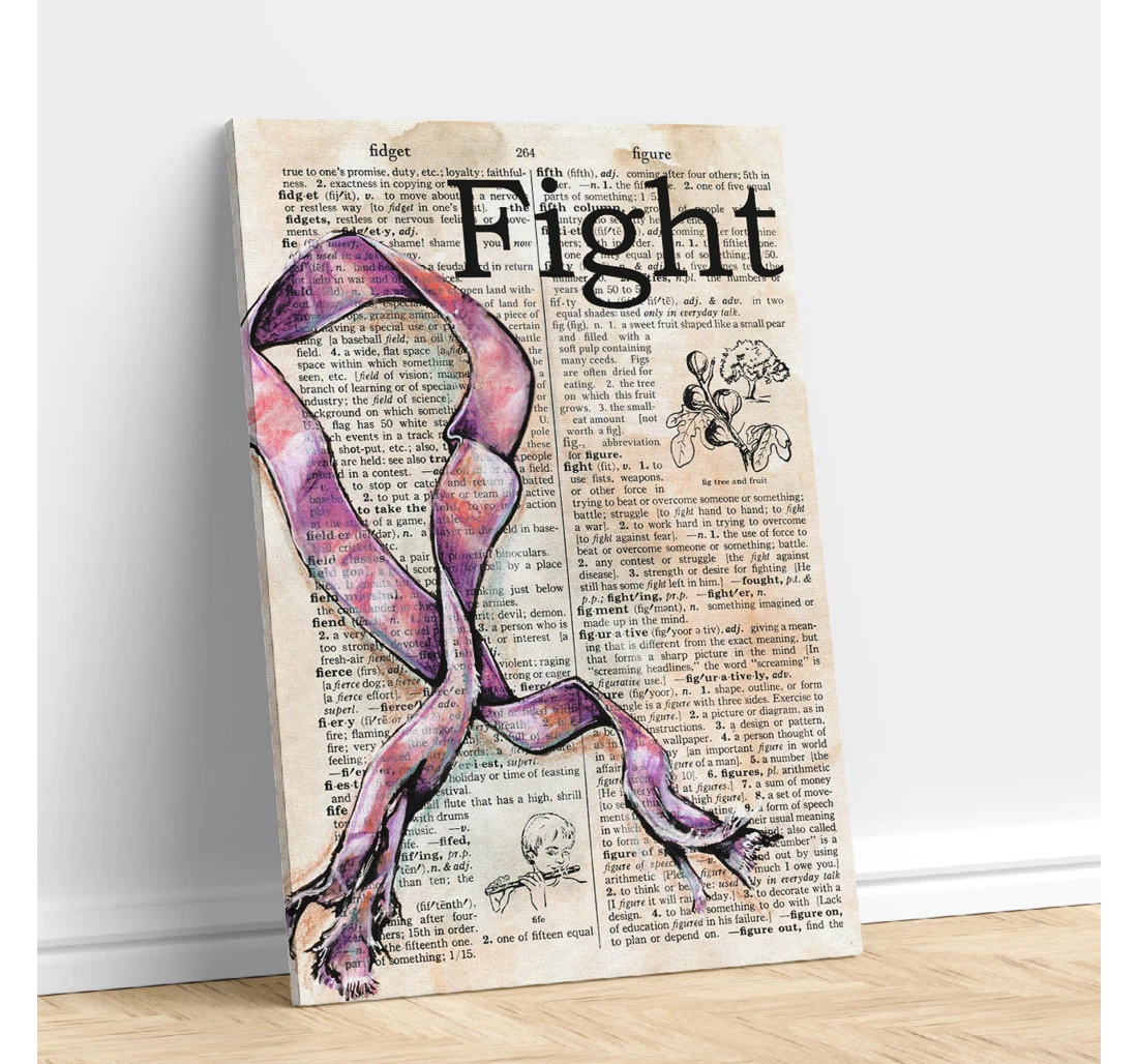 Personalized Poster, Canvas - Breast Cancer Fight Vintage Print Framed Wall Art