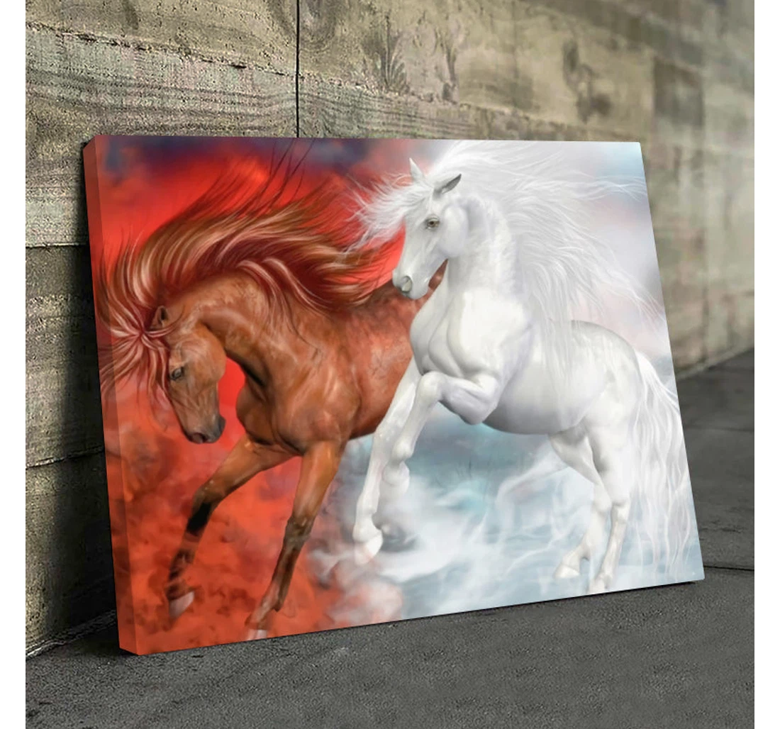 Personalized Poster, Canvas - Horse Red And White Print Framed Wall Art