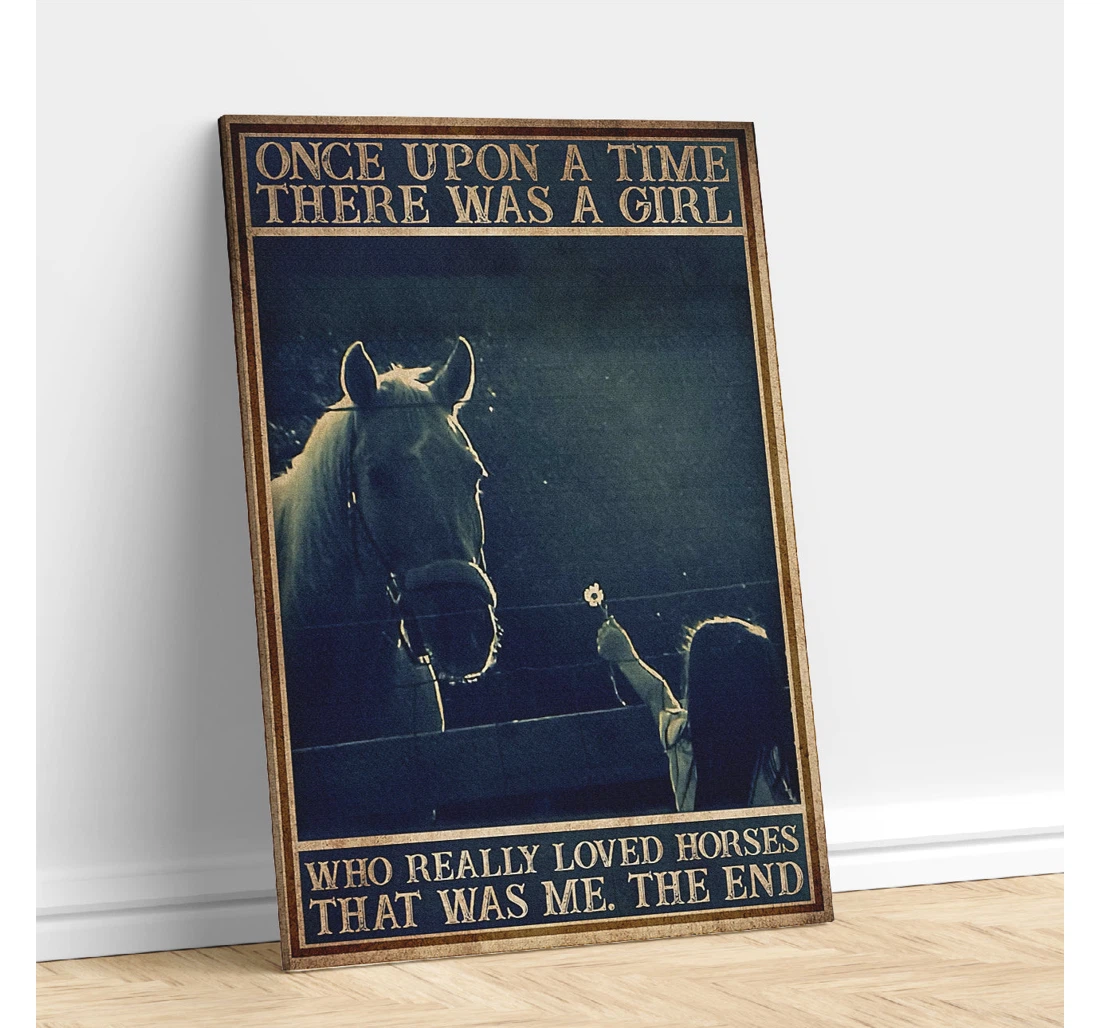 Personalized Poster, Canvas - Horse Once Upon A Time There Was A Girl Print Framed Wall Art