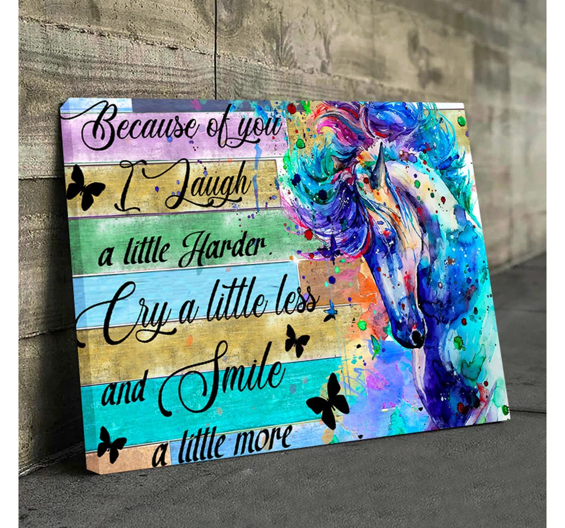 Personalized Poster, Canvas - Horse And Try A Little Less And Smile A Little More Print Framed Wall Art