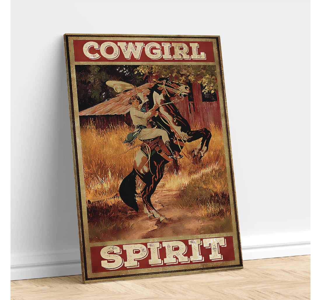 Personalized Poster, Canvas - Cowgirl Spirit And Horse Print Framed Wall Art