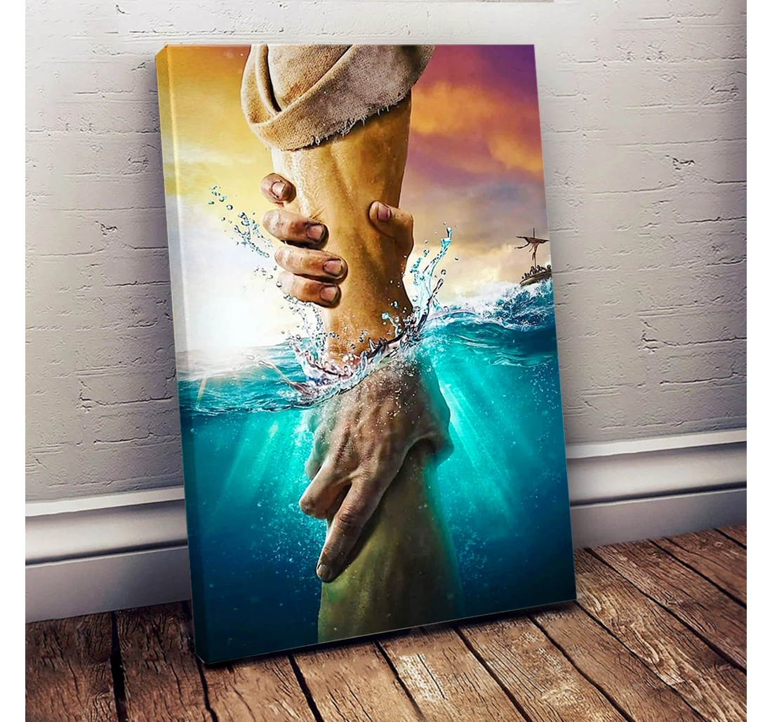 Personalized Poster, Canvas - Jesus Give Me Your Hand Water Ocean Print Framed Wall Art