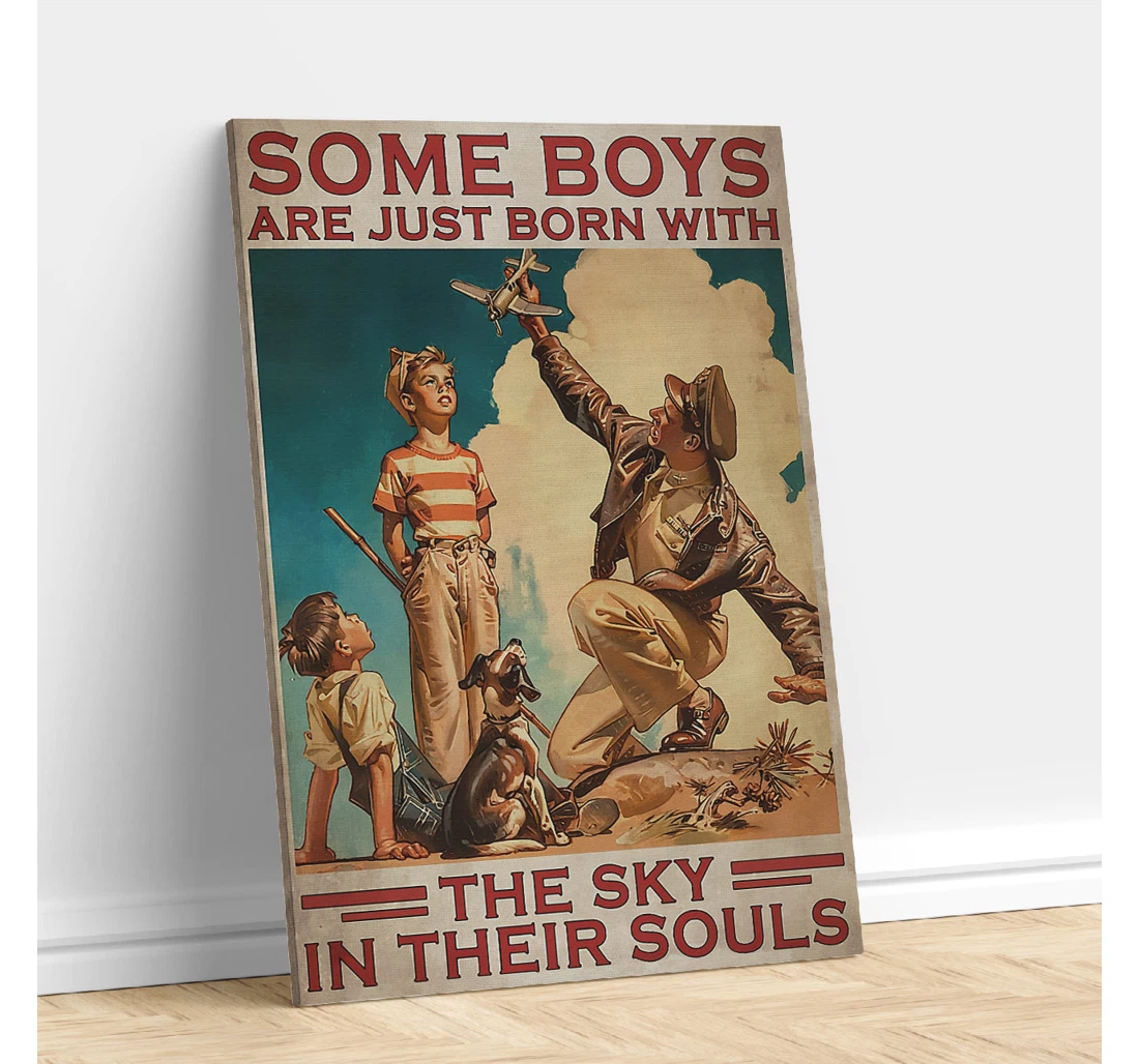 Personalized Poster, Canvas - Some Boys Are Just Born With The Sky In Their Souls And Dog Print Framed Wall Art