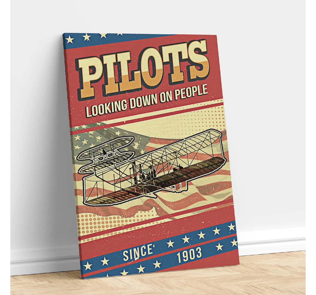 Personalized Poster, Canvas - Pilots Looking Down On People Print Framed Wall Art