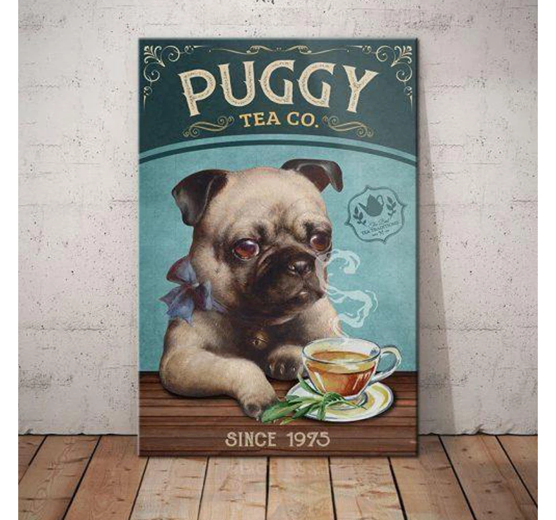 Personalized Poster, Canvas - Puggy Tea Company Birthday Print Framed Wall Art