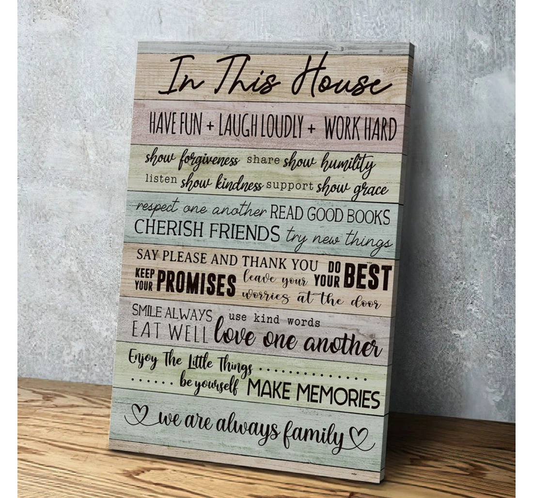 Personalized Poster, Canvas - In This House We Are Always Family Family Rules Print Framed Wall Art