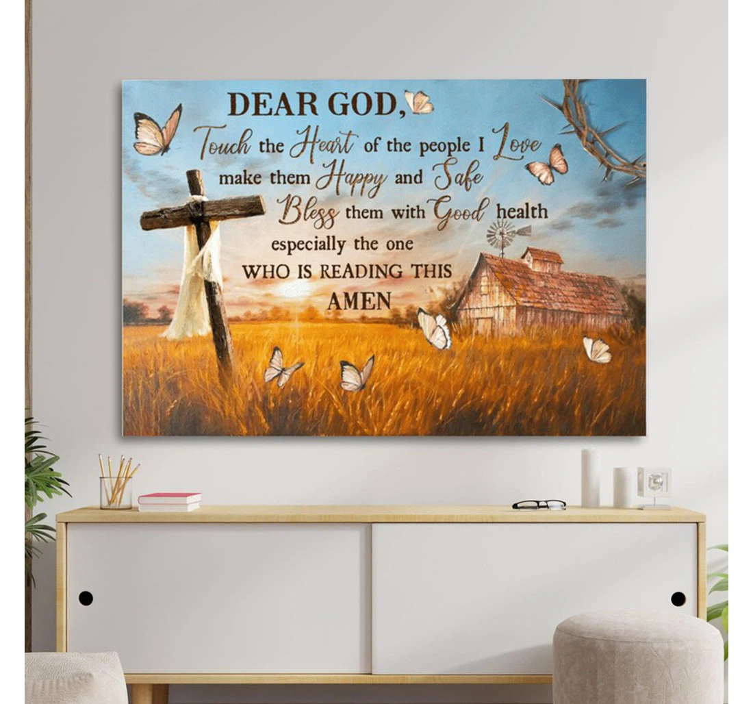 Personalized Poster, Canvas - Dear God Touch The Heart Of The People I Love Make Them Happy And Safe Bless Them With Good Health God Christian Print Framed Wall Art