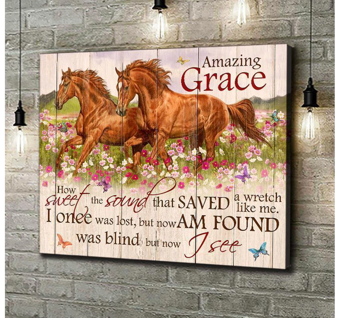 Personalized Poster, Canvas - Horse – Amazing Grace Birthday Print Framed Wall Art