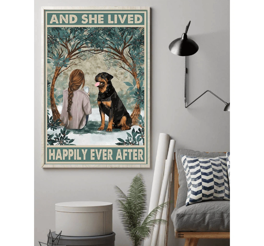 Personalized Poster, Canvas - Rottweiler Happily Ever After Birthday Print Framed Wall Art