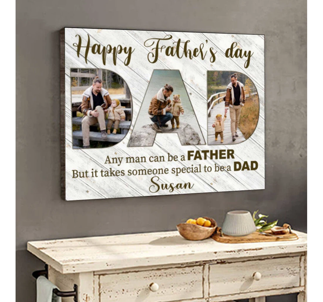 Poster, Canvas - Happy Father's Day Dad Personalized Collage On Fathers Day From Daughter Print Framed Wall Art